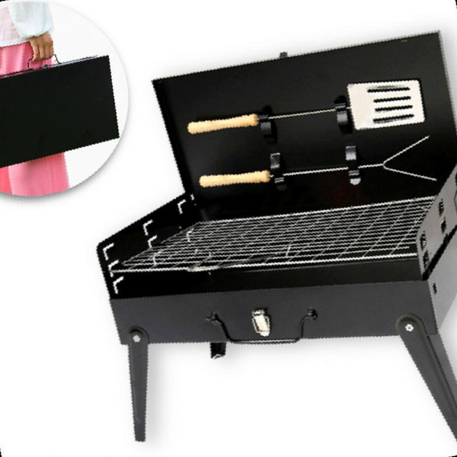 바베큐 그릴 훈제 가방형 접이식 그릴 캠핑 화로대 이동식, 1개