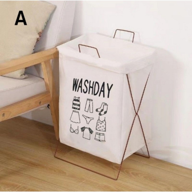 1+1 세트 미니멀 빨래 수거함 접이식 빨래 바구니 큰사이즈 깔끔한 라인 디자인 바구니, 1개, A