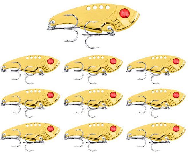 행운을파는낚시 미니 메탈바이브, 골드, 10개, 11g