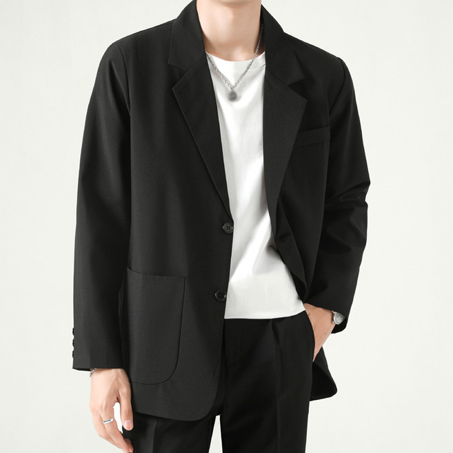 남자 캐주얼 정장 재킷 루즈핏 싱글 블레이져 재킷 사계절 정장 코트 세미정장 하객룩 데이트룩