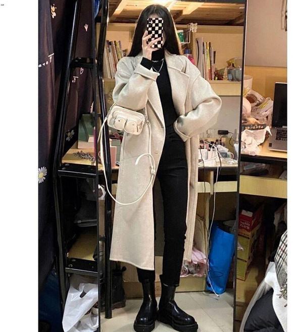 毛呢外套 毛呢大衣 外套大衣 毛呢外套女秋冬新款高級感韓系爆款小個子赫本風加厚呢子大衣