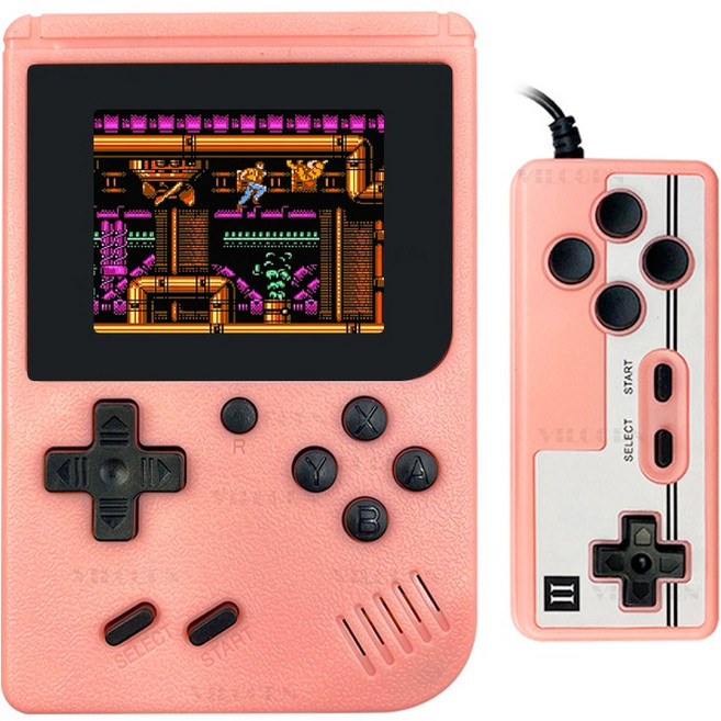오락실 휴대용 레트로 게임기 추억의게임 400게임, 핑크색