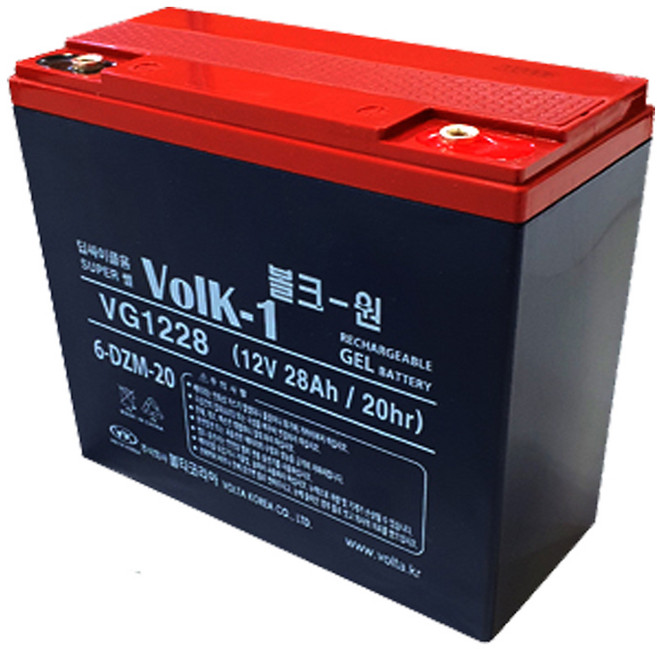 VG1228 12V 28Ah 볼크원 배터리 무보수 밀폐형 산업용 밧데리 전동자동차 축전지, 1개