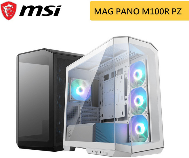MSI MAG PANO M100R PZ 電腦機殼 支援全景玻璃設計, 1個, 白