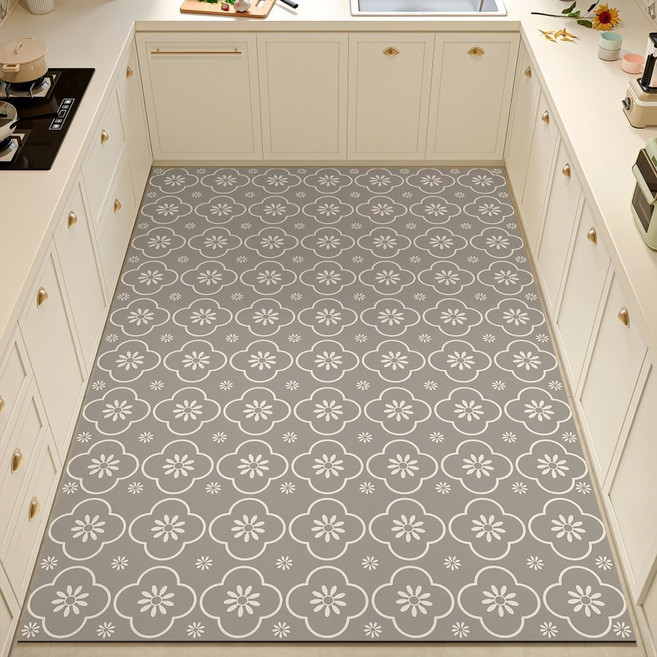 트렌디고 잘라쓰는 주방매트 특대형 pvc 두꺼운 대형 주방 발매트 방수 미끄럼방지 5mm 쿠션, C그레이, 1개