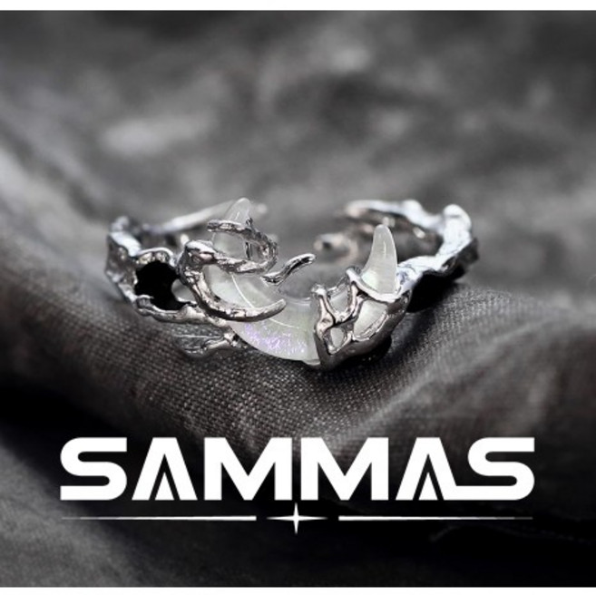 SAMMAS戒指 日月液態金屬戒指 實拍情侶戒指 月光石 輕奢高質感 可調節指環 百搭高級感飾品