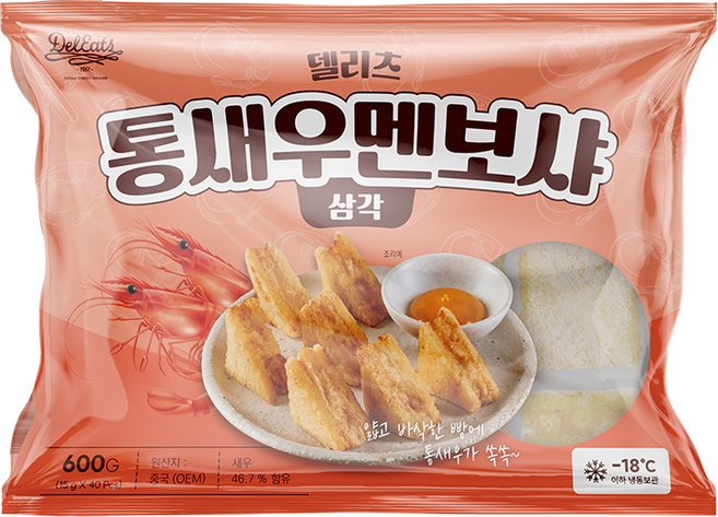[오늘출발] 델리츠 통새우멘보샤 삼각 새우 수제 냉동, 48개, 12.5g