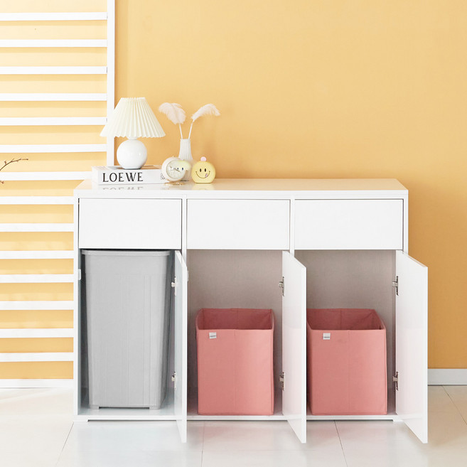 동서가구 클라임 3칸 쓰레기통 재활용 분리수거함 DF924414, 화이트