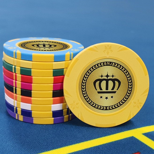 킹다이아포커칩 고급 카지노칩 게임칩 포커칩 홀덤칩 *세계 최고의 묵직한 무게감을 자랑하는 16그램 칩*, 3.노랑, 1개