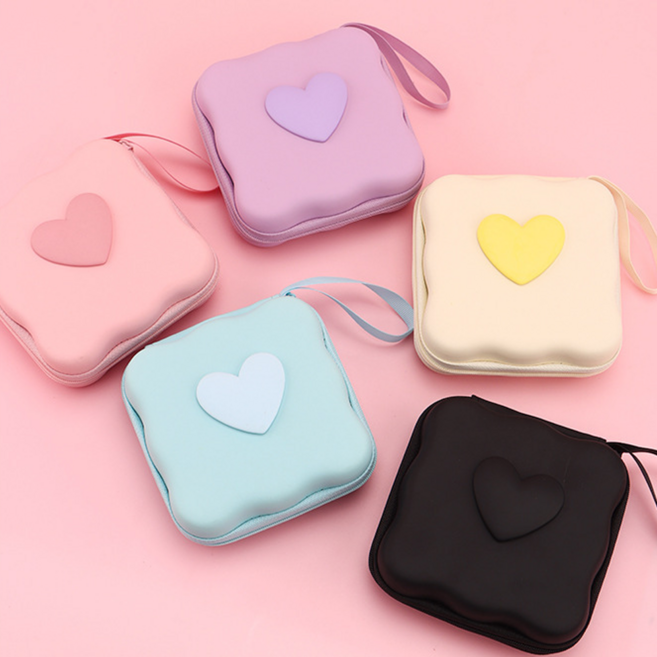 에브리샤인 여행용 휴대용 이어폰 충전기 보관파우치, 핑크, 1개