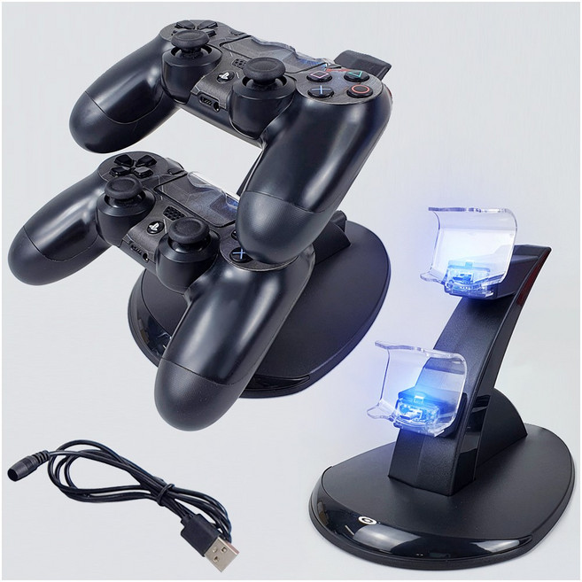 호환 PS4 플스 플레이스테이션 듀얼쇼크 4 무선 조이 패드 컨트롤러 충전 차저 독 거치대 스탠드, 1개, 듀얼쇼크충전스탠드, 블랙