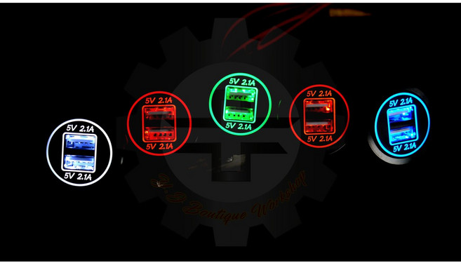 機車小U 光圈版 機車雙孔USB 發光USB 防水, 綠光 USB 車充