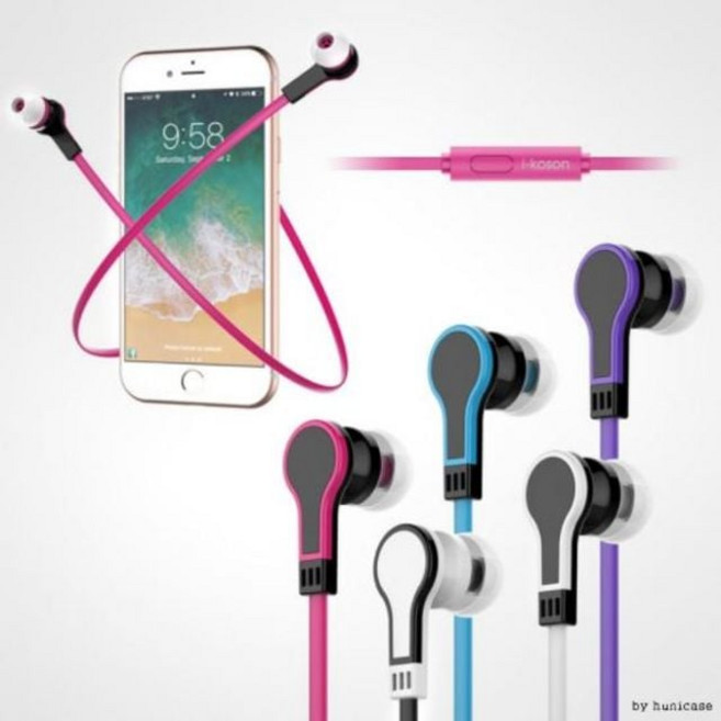 무통증 칼국수 이어폰 5컬러 마이크기능 풍부한사운드, 화이트