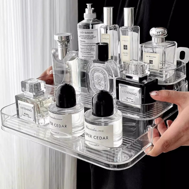 라워스 3단 화장품 향수 전열대, 투명, 1개