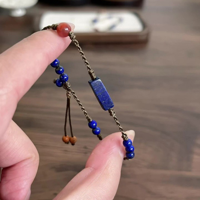 라피스라줄리 팔찌 천연 청금석 바 원석 마노 매듭 by 리마린