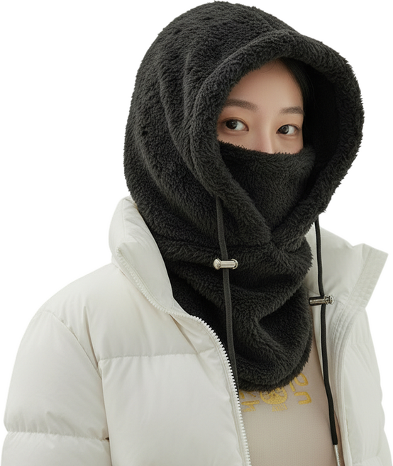 믿추 기모 바라클라바 후드넥워머 오토바이 방한, 블랙, 1개