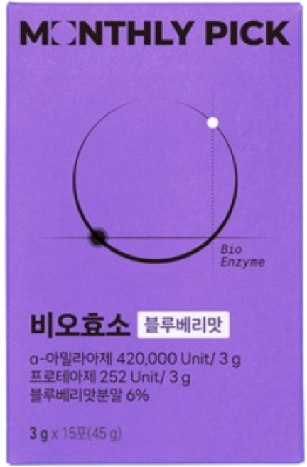먼슬리픽 비오효소 곡물 발효 소화 효소 블루베리맛, 3박스, 15회분