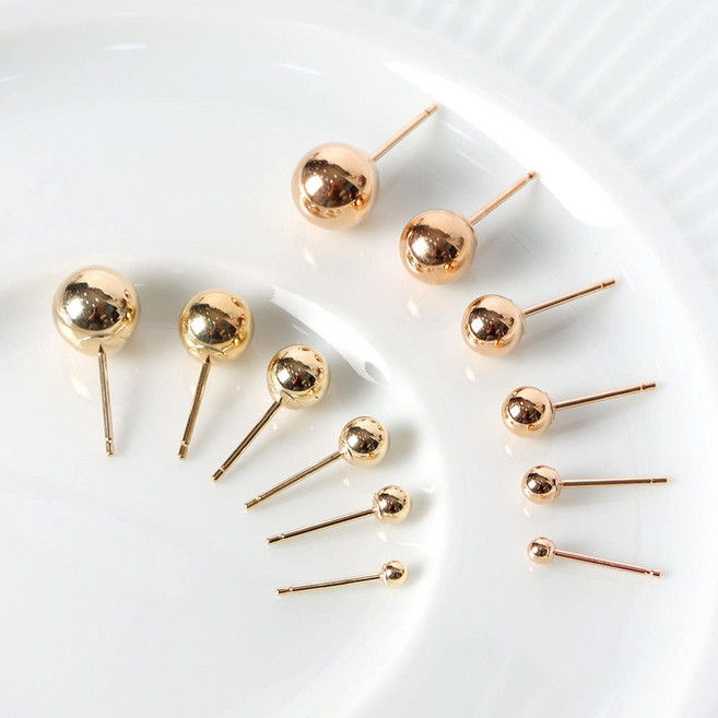 오로프 전체 14K 골드 볼귀걸이 (1쌍)