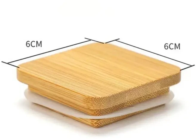 재사용 가능한 목재 메이슨 병 뚜껑 다양한 크기의 밀봉 캡 넓은 입 커버 주방 정리, 03 coffee-square-60mm