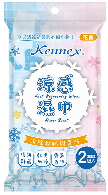 肯尼士KENNEX涼感濕紙巾 花香 隨身包 涼爽 冰感 薄荷 純水, 12包