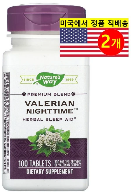 Nature's Way 발레리안 추출 나이트타임 Valerian Nighttime, 2개, 100정 - 쿠팡