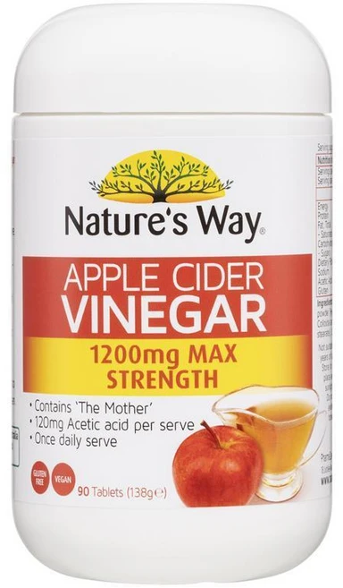 Natures Way Apple Cider Vinegar 네이쳐스 웨이 애플 사이다 식초 1200mg 90 정, 1개, 90정 - 쿠팡