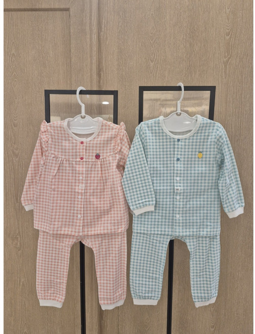 [압소바 해피랜드] 봄 가을 유아 남아 여아 공용 헤이 체크 내의 H21-10311