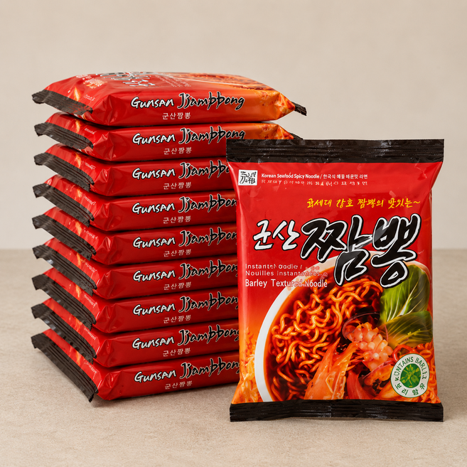 군산 얼큰 해물짬뽕 라면, 10개