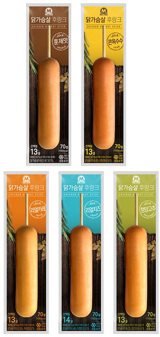 미트리 닭가슴살 후랑크 핫바 5종 혼합, 40개, 70g