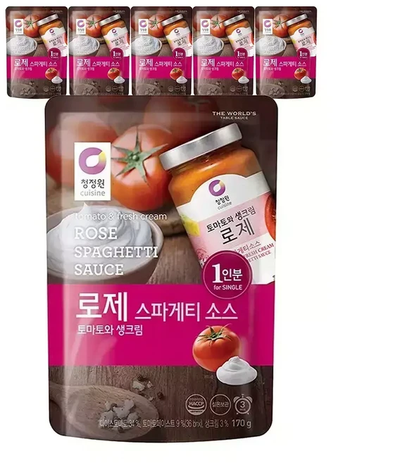 청정원 싱글파우치 로제소스 170g 6개, 1세트