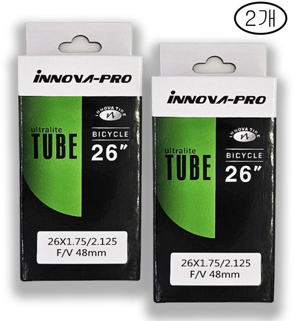 이노바 MTB 경량 자전거 튜브 26인치 27.5인치X1.75/2.125 프레스타 벨브48mm, 2개