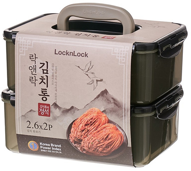 락앤락 원핸들 김치통 HPL826S2 KKI 2p, 2.6L, 1개