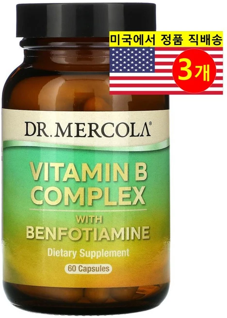 3개 닥터머콜라 벤포티아민 비타민 B 복합체 티아민 리보플라빈 니아신 피리독신 60 캡슐, 60정 - 쿠팡