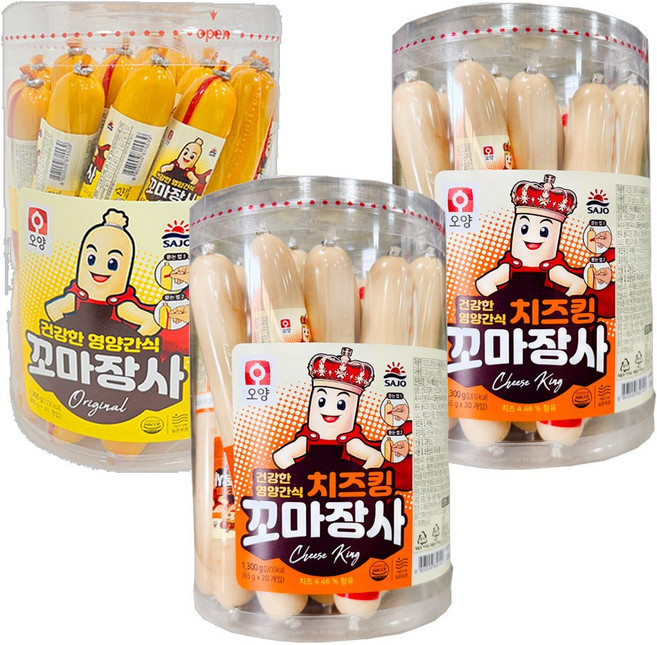 사조오양 꼬마장사 1.3kg x 3개(치즈킹2+일반1), 3.9kg, 1세트