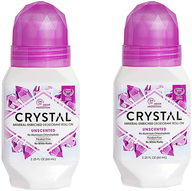 Crystal 크리스탈 바디 데오도란트 롤온 무향 CRYSTAL Mineral Deodorant 66ml, 2개