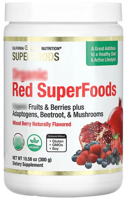 캘리포니아 골드 뉴트리션 슈퍼 푸드 믹스 베리 맛 300g(10.58oz), 1PACKAGE, 300g, 1개 - 쿠팡