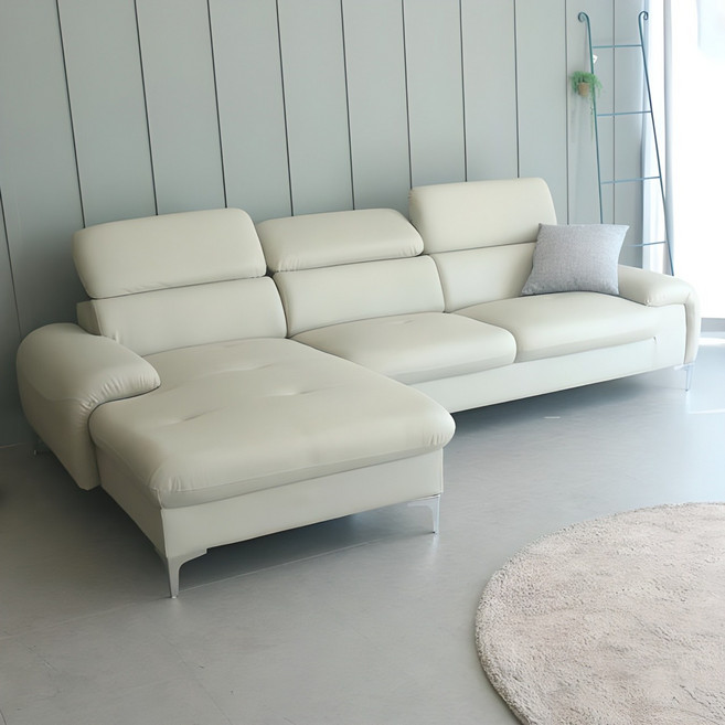 자네트 볼타 4인용 카우치 가죽소파 (3인용+카우치) 4인용쇼파, 아이보리