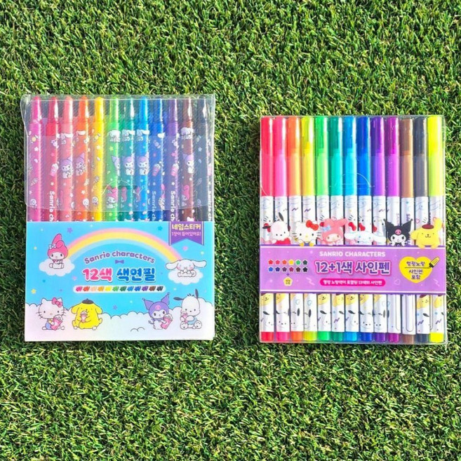 색연필12색+사인펜12색 산리오 티니핑 포켓몬 초등학생 입학준비물, 1개