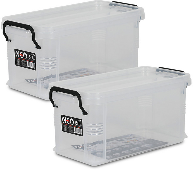 코멕스 네오박스 플라스틱 수납박스, 반투명, 2개