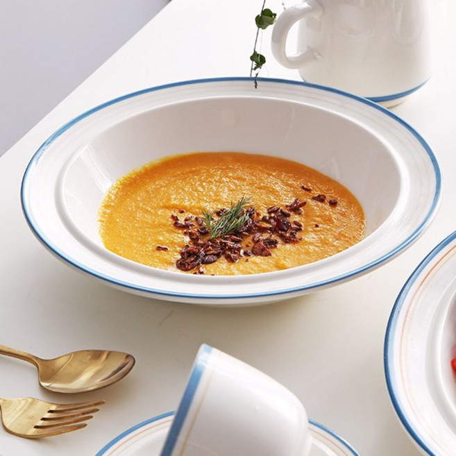 메이플 코지 파스타볼 오발볼 빈티지 그라탕 오븐 덮밥 샐러드 도자기 그릇 식기, 코지그린, 1개