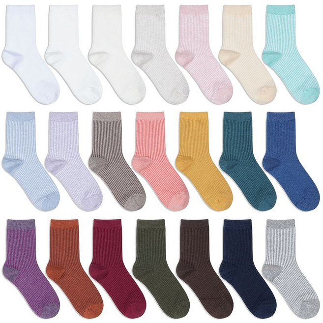 노디자인 MJ 엄마용 학생용 골지 중목 양말 5족 세트 여자양말 학생 주니어 데일리 심플 패션