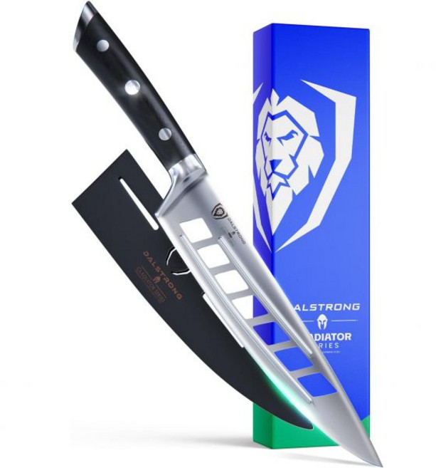 달롱 야채 8인치 셰프 나이프 - 글래디에이터 시리즈 엘리트 고탄소 독일산 단조 스틸 풀탕 블랙 G10 핸들 시즈 커버 포함 주방 조리용 NSF 인증