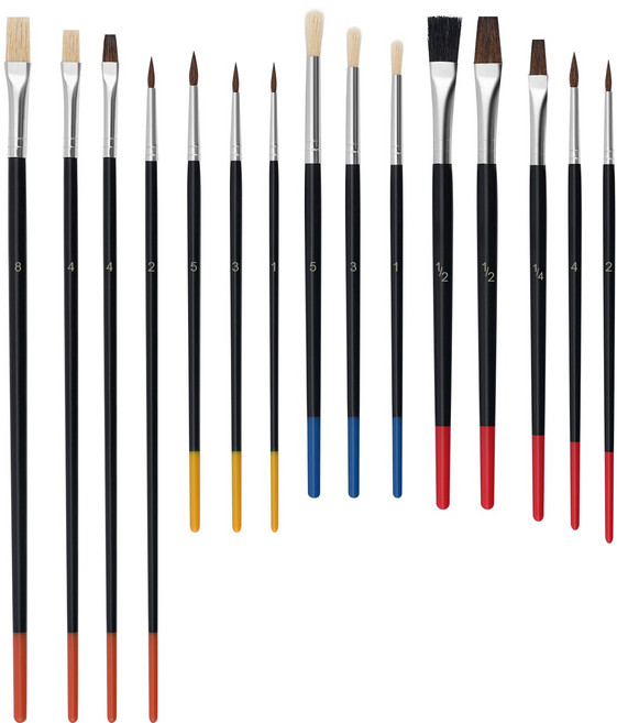 아크릴 물감 붓 15Pcs 세트 다양한 형태 15종 붓+팔레트 세척 쉬운 수채화 붓, 1세트