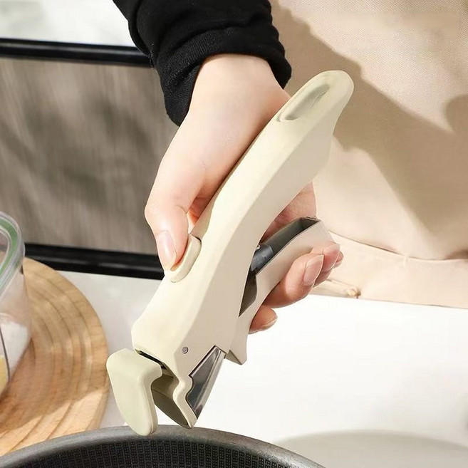 간편한 원터치 탈착형 인덕션 멀티핸들 프라아팬 냄비 분리형 손잡이, 아이보리