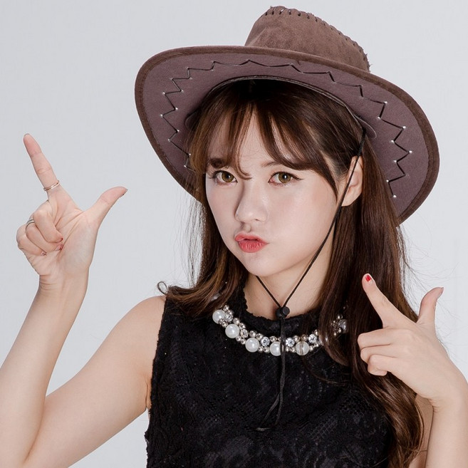세무카우보이 모자 서부 카우걸 코스프레 할로윈 소품, 브라운, 1개