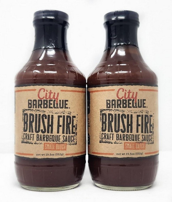 Small Batch City Craft 바베큐 소스 572.8g(19.5온스) 병 2팩 (브러시 파이어) 200275, Brush Fire, 552g