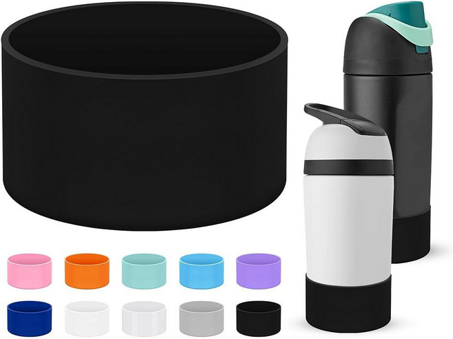 Mokoart Silicone Boot Compatible with Owala Kids Water Bottle 16/14 oz Anti-Slip Rubber Bottom Pr, 블랙