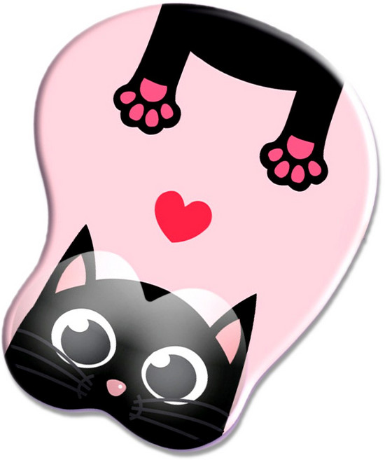 올오브홈 손목보호 캐릭터 3D 마우스패드 귀여운 일체형 손목받침대 쿠션, 1개, B. 핑크캣