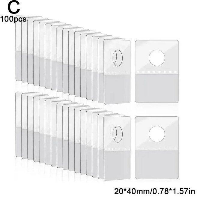 투명 구멍 접착 행잉 탭 플라스틱 태그 품목용 스티커 후크 상점, 1개, 3.100pcs 20x40mm