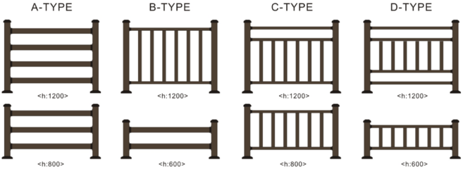 합성목재 휀스 난간대 울타리 펜스, 브라운, 베이스 판 (앙카포함)